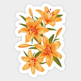 Orange Lilies. Flower illustration Sticker